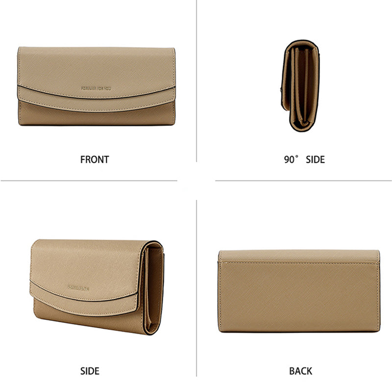 FFY FY207-39 Stilfuld kvinder PU-læder Tri-fold lang pung Multi Card Slots Pung clutch taske FFY FY207-39 Stilfuld kvinder PU-læder Tri-fold lang pung Multi Card Slots Pung clutch taske